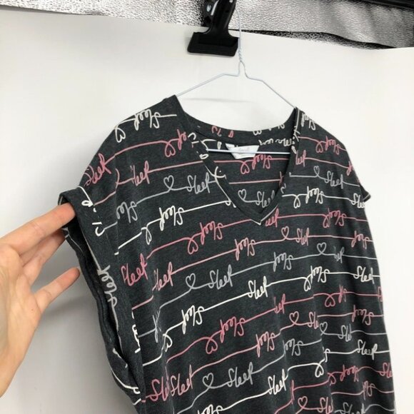 Sleep Well grey sleep script short muumuu pajama dress  size 10 - Picture 3 of 15